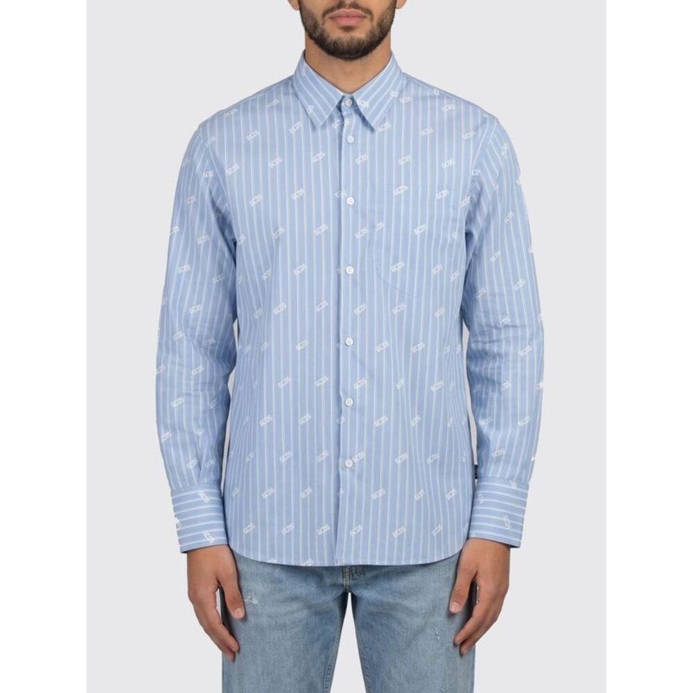 Gcds Men Striped Logo Cotton Casual Shirt Gcds